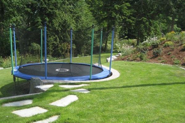 Trampoline-on-sloped-ground