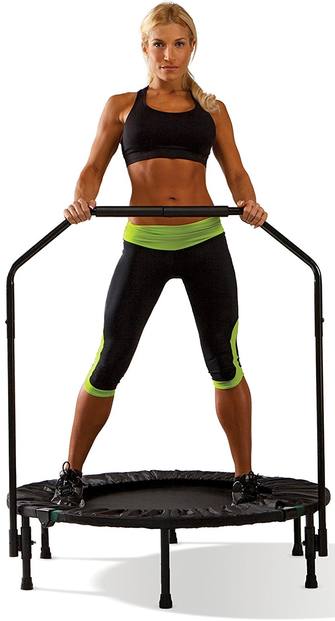 Marcy Folding Fitness Trampoline and Rebounder with Stability Bar 