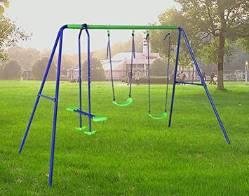 Swing-Set-For-Small-Yards-BestValue-Go-Metal-Frame-Seesaw